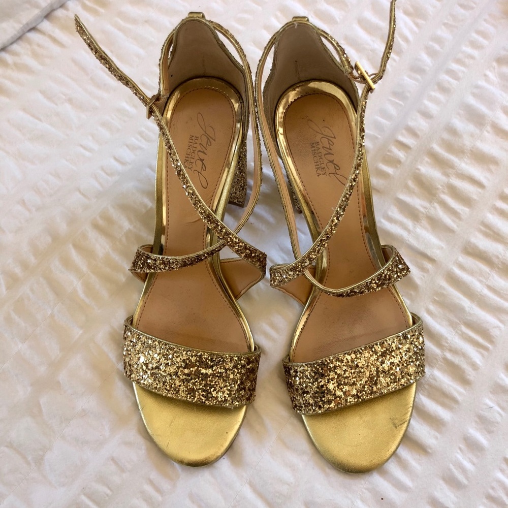 Badgley Mischka golden heels